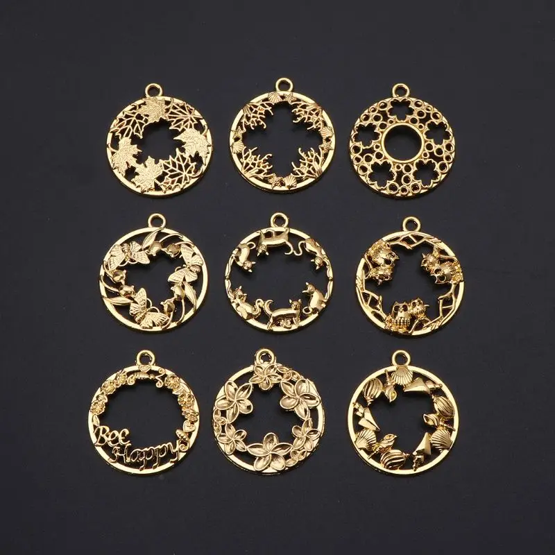 

9 шт. DIY круглый кабошон кулон Смола пустая рамка кулоны ободок Изготовление ювелирных изделий