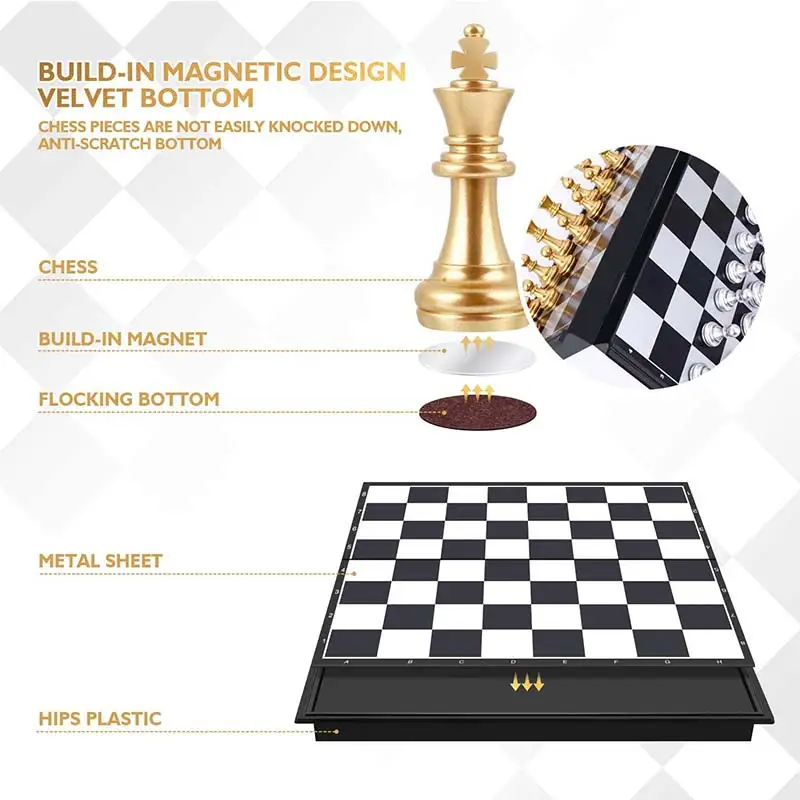 Medieval Chess Set With High Quality Chessboard 32 Gold Silver Pieces Magnetic Board Game Figure Sets szachy Checker | Спорт и