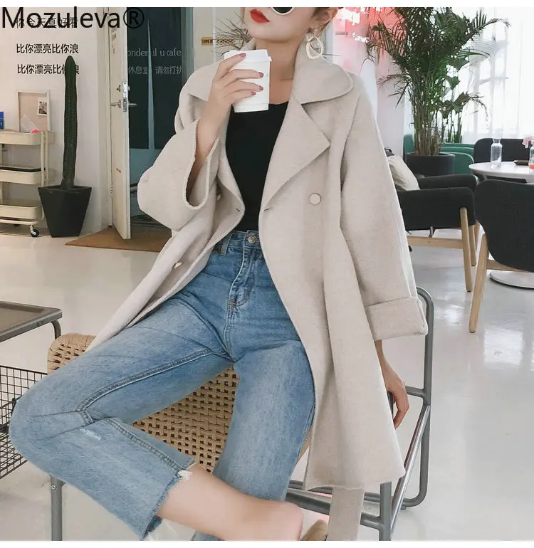 Молочно-коричневое двустороннее кашемировое шерстяное пальто мозалэва Женское