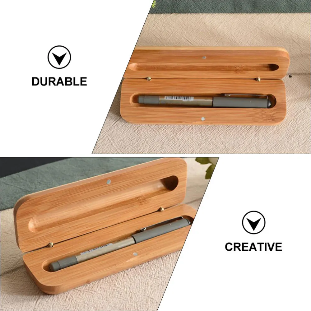 

1pc Single Pen Box Bamboo Stationery Box Natural Style Pen Case Gift Box