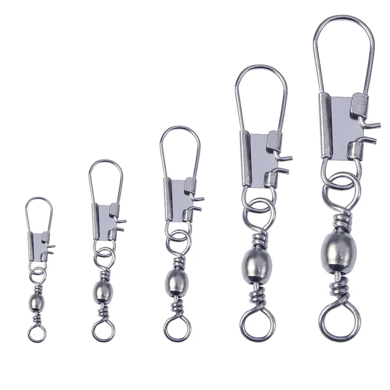 

30PCS/Lot Snap Stainless Steel Fishing Hook Fishing Line Connector Pin Fishing Lure Bearing Rolling Swivel Fishing Accessories