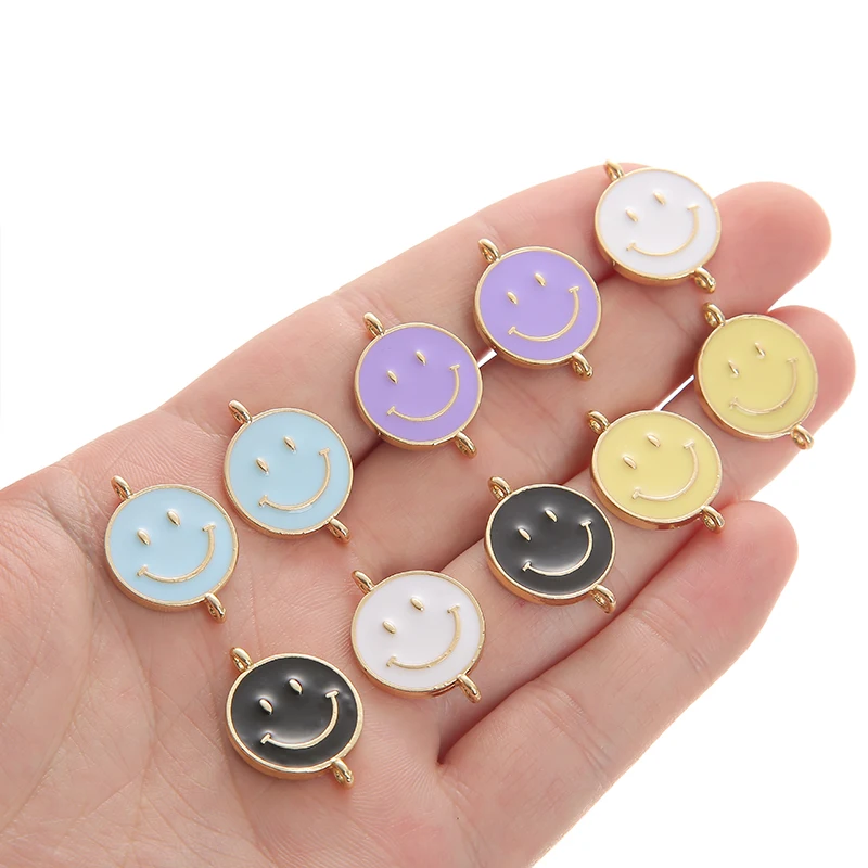 10 шт./упак. красочная эмаль милая улыбка лицо соединитель из сплава для женщин