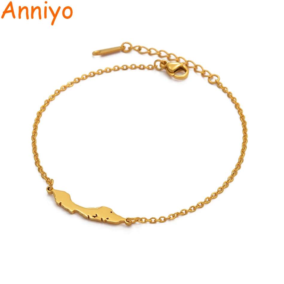 Браслет-цепочка Anniyo из нержавеющей стали для женщин и девушек 18 см + 3 Голландская