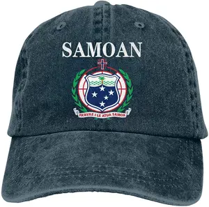 Samoan Emblem Samoa Flag Sports Denim Cap Adjustable Unisex Plain Baseball Cowboy Snapback Hat