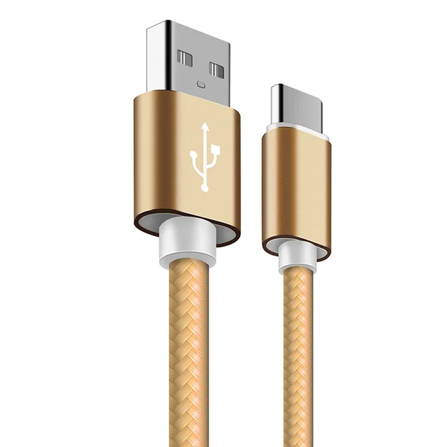 Тип usb C 2.4A быстрой зарядки смартфона Android синхронизации передачи данных Зарядное устройство нейлоновый шнур для samsung Galaxy S9 S8+ примечание 9 8 - Цвет: Gold