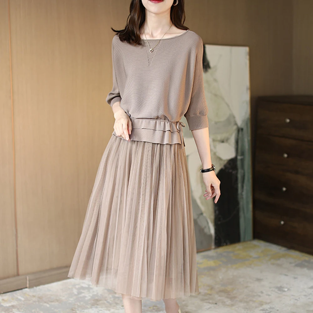 Женское трикотажное платье на завязках Осеннее темпераментное корейское модное