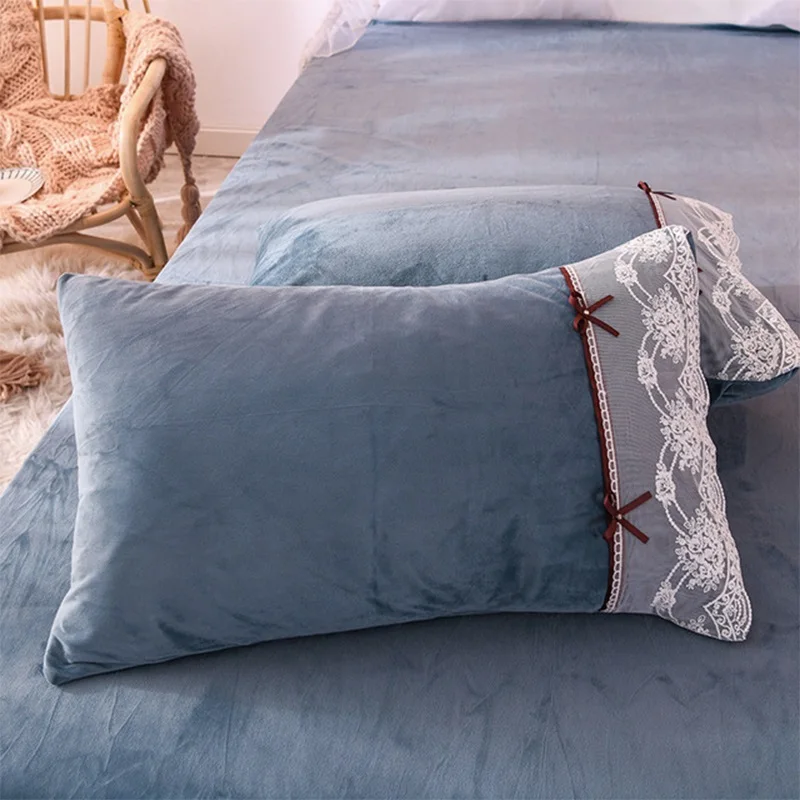 OLOEY зимний теплый кружевной фланелевый Комплект постельного белья с кристаллами