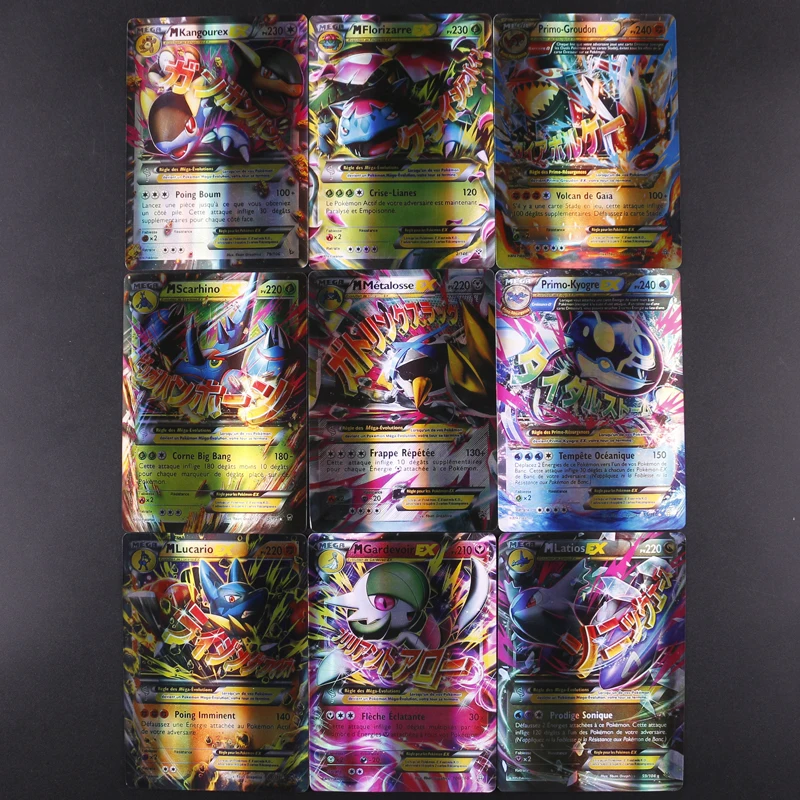 

TAKARA TOMY 18 PCS No Repeat Pokemon French Card All EX MEGA Shining Pokemon French Card Game Battle Carte Trading Children Toy