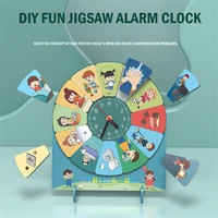 new diy alarm clock magnetic puzzle creative kids educational teaching aids wooden toys to exercise babys hand eye coordination