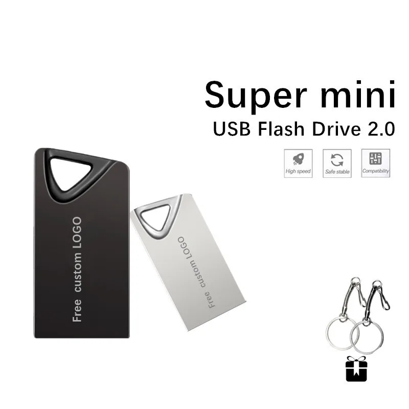 

Super Mini Usb Flash Drive Pendrive128gb 64gb 32gb Pen Drive 16gb 8gb 4gb Cle Usb 2.0 Memory Stick U Disk metal Free custom LOGO
