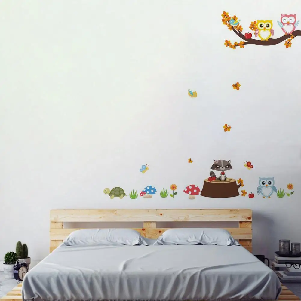 

Forest Tree Branch Leaf Animal Cartoon Owl Monkey Bear Stickers Room Children Wall Bedroom Decorations Wall Living Deer V8O2