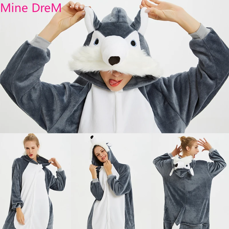 Пижама-кигуруми унисекс для взрослых пижама-кигуруми в виде панды собаки волка