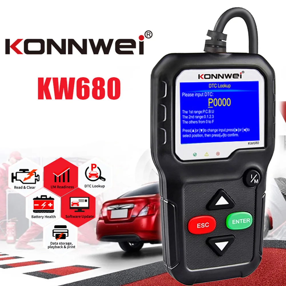 

OBD2 сканер OBD 2 Автомобильный диагностический KONNWEI KW680 OBD2 сканер автомобильный считыватель кодов OBD II сканер автомобильные аксессуары быстрая...