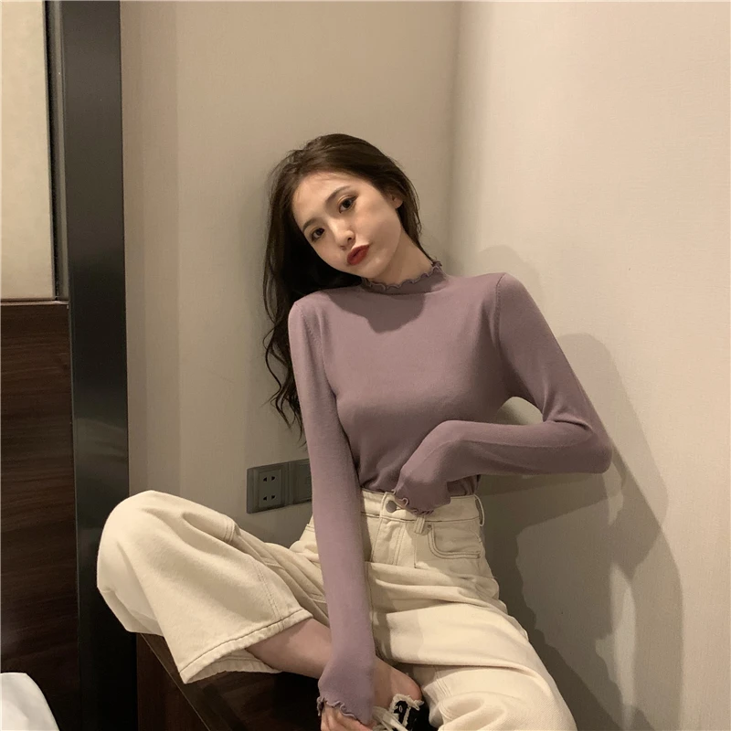 

Make firm offers qiu dong long sleeve knit female black fungus and half a turtleneck sweater render autumn winter coat of cultiv