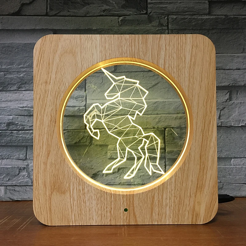 Фоторамка с единорогом 3D светодиодный ночсветильник из АБС пластика сделай сам