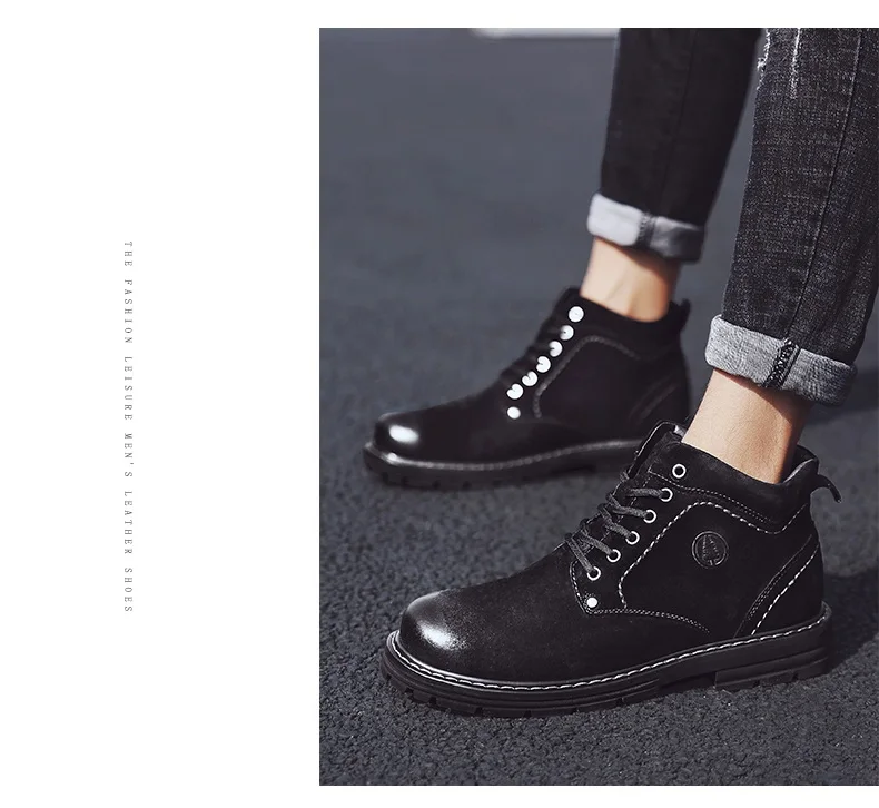 Winter Ankle Boots mens Genuine Leather Snow Boots Big Size 38-50 Outdoor Warm Winter Shoes for Men Anti-cold Boots Walker Peak