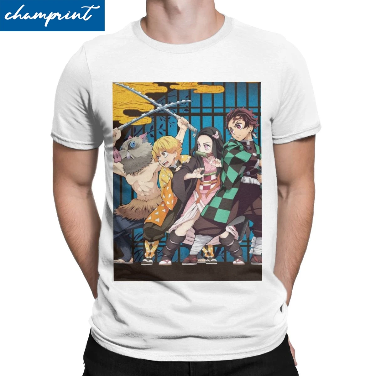 

Kimetsu No Yaiba Men's T Shirt Demon Slayer Anime Amazing Tees Short Sleeve Round Collar T-Shirts Cotton Gift Idea Tops