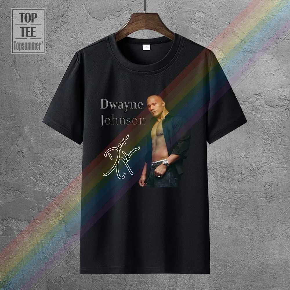 

Signed Dwayne Johnson T Shirt Tee T Shirt The Rock Autographed Signature Cool Casual Pride T Shirt