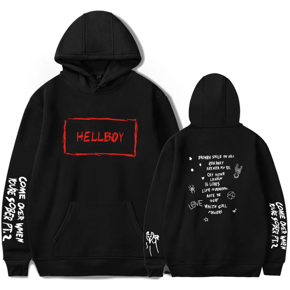 

New Men Hoodie lil peep HELLBOY Print Trendy Simple Sweatshirt Spring Autumn Keep warm Hoodies Hip Hop Fans Leisure clothes