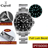 cronos diver luxury men watch stainless steel pt5000 bracelet ceramic rotating bezel 200 meters water resistant glidelock
