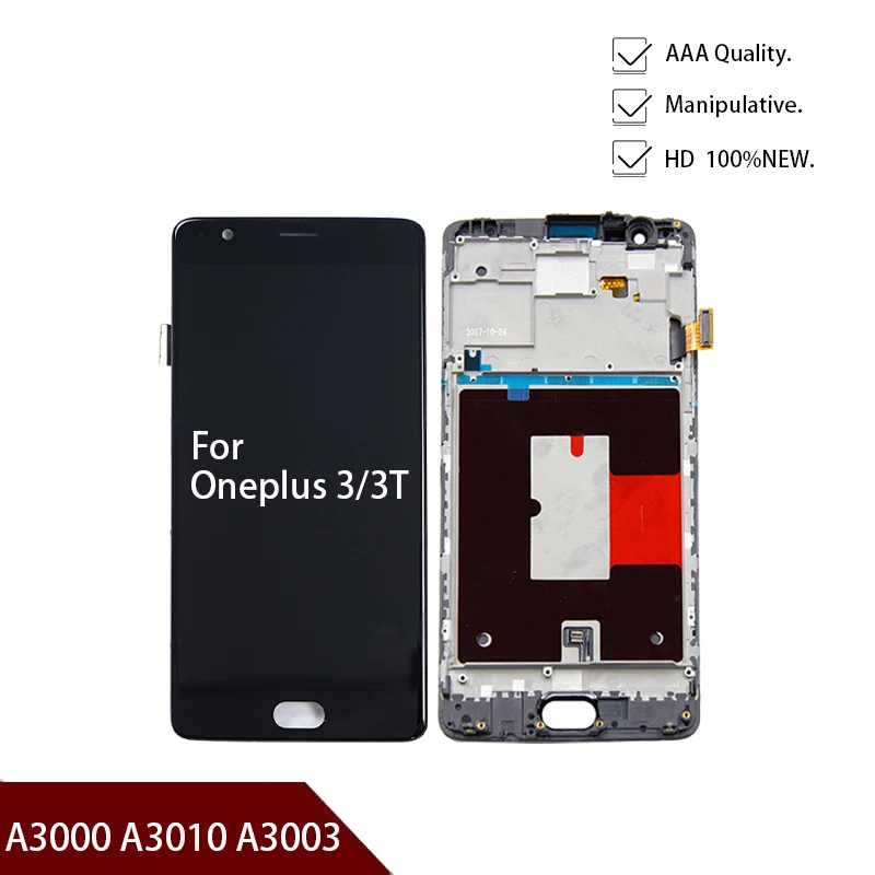 ЖК дисплей AMOLED 5 дюйма для Oneplus 3 3T сенсорный экран рамка дигитайзер A3000 A3003 A3010