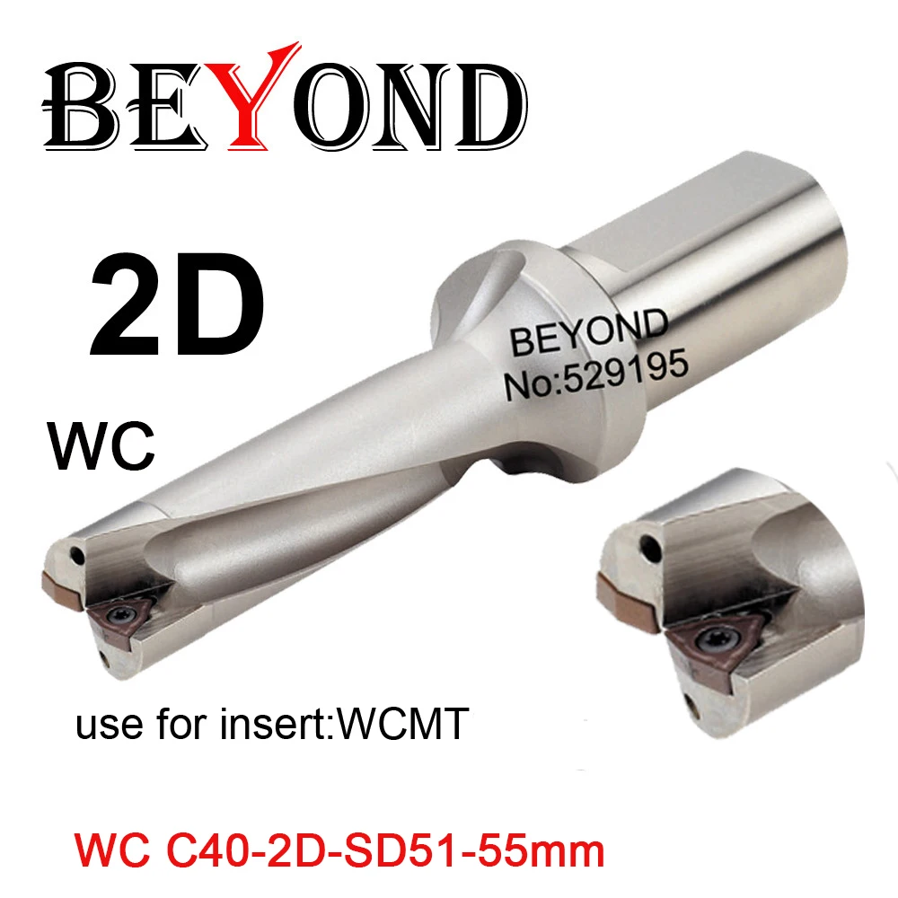 BEYOND 51-55mm WC series 2D depth fast U drill Indexable bit drilling WCMX WCMT 080412 insert SD 52 53 54mm C40 Cooling port