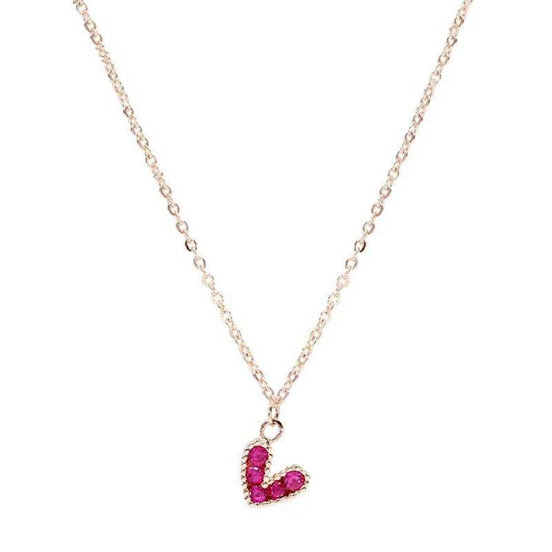 Rose Gold PANSYSEN милые серьги в Корейском стиле романтическая шпинель Сердце женское колье-Подвеска Серебро 925 пробы ожерелье Свадьба юбилей подарки - Цвет камня: Rose Gold
