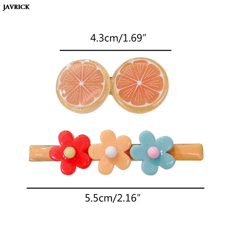 

2Pcs Female Girls Cartoon Fruit Flower Hair Clips Oil Drip Shiny Candy Colorful Duckbill Hairpins Side Bangs Barrettes