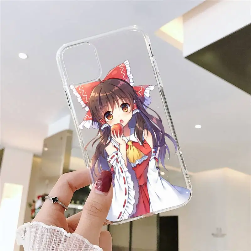 

Hakurei Reimu anime cute girl Phone Cases Transparent soft For iphone 5 5s 5c se 6 6s 7 8 11 12 plus mini x xs xr pro max