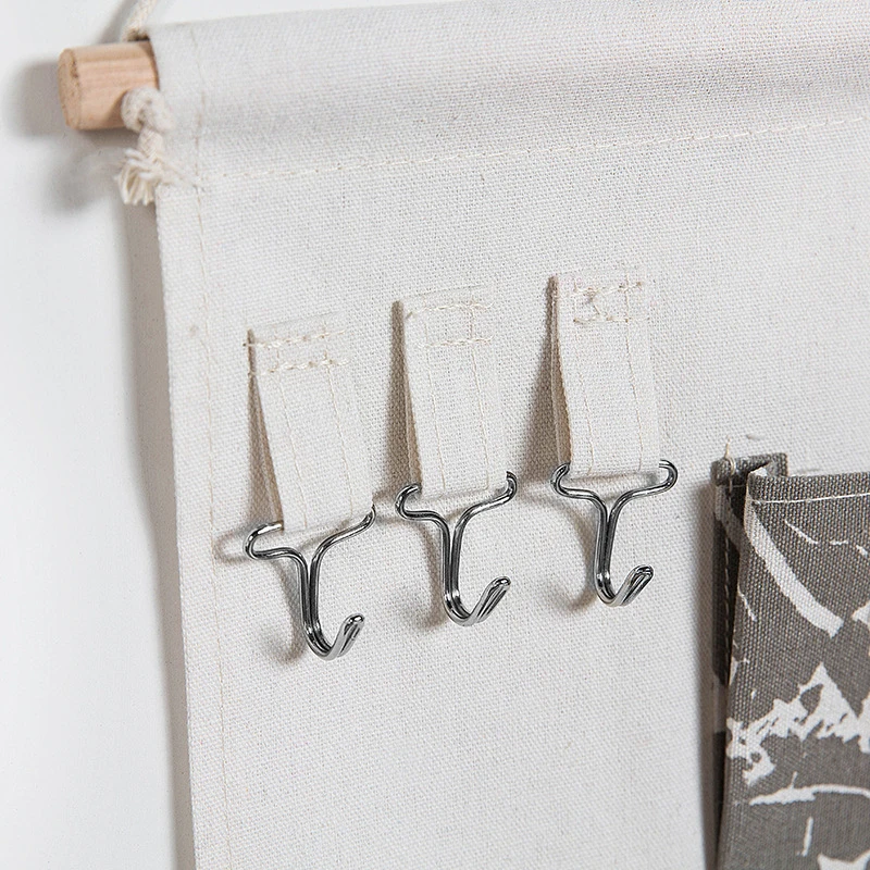 Настенные подвесные мешки для хранения с 6 карманами хлопково льняной дверной