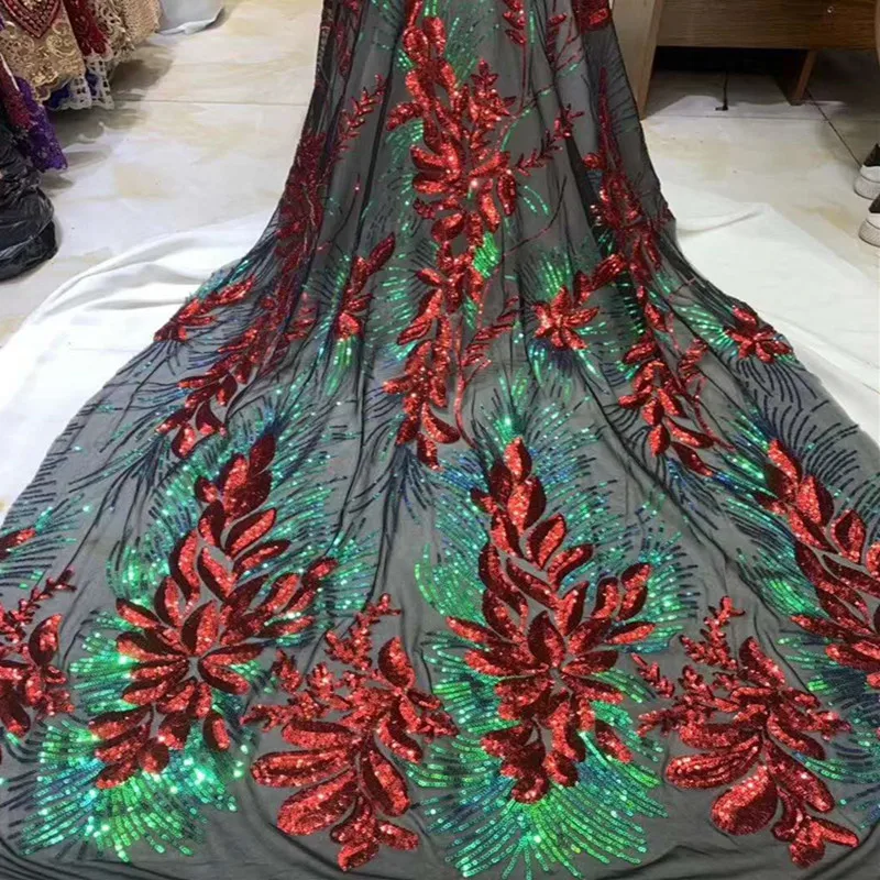 

Африканская кружевная ткань с вышивкой, 5 ярдов, Нигерия/французская сетчатая кружевная ткань с блестками/вечернее платье/Модная женская од...