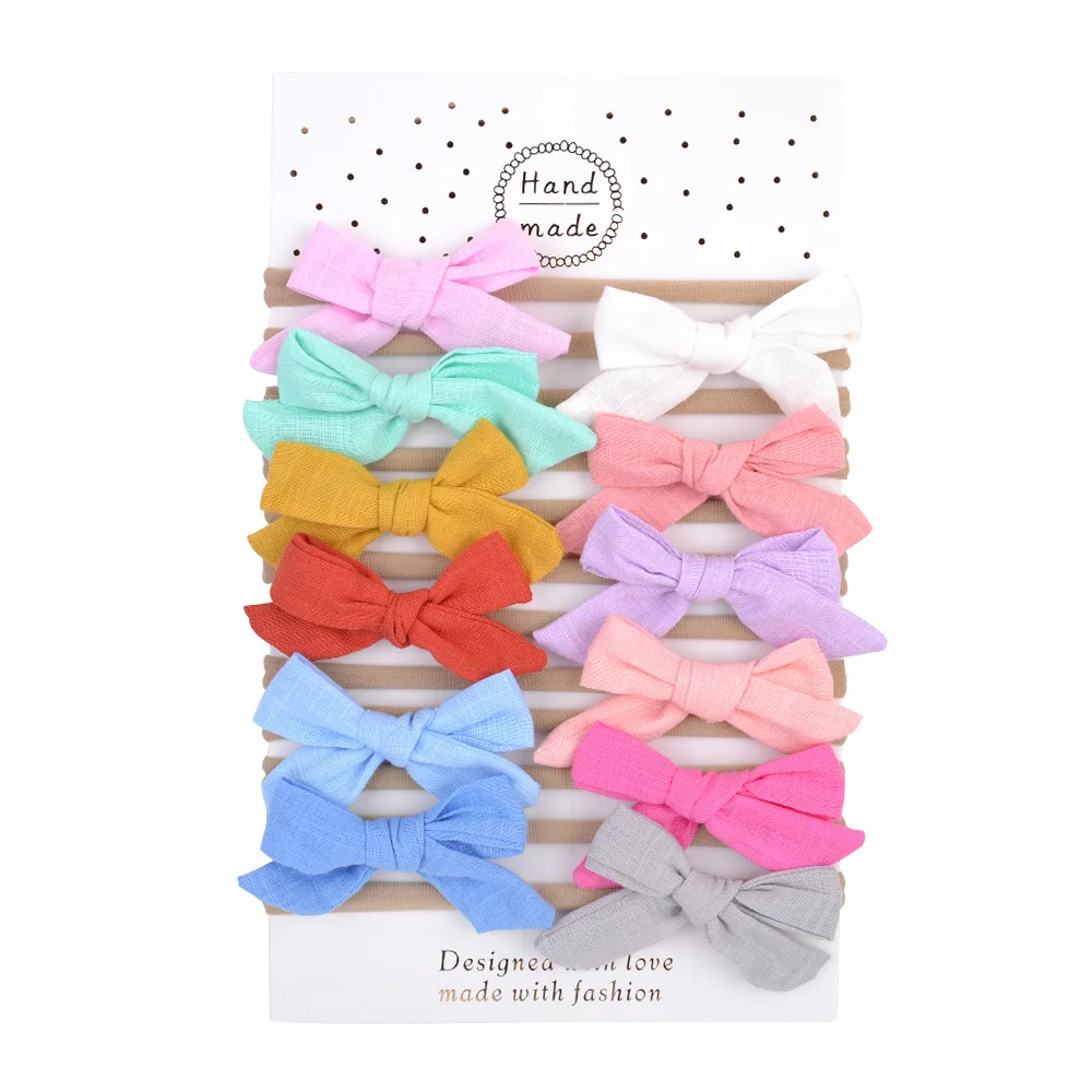 

12 pcs/lot Candy Colorful Cotton Hair Band For Bady Girls Boutique Handmade Elastic Hair Rope Turban Headwear Hair Accessories