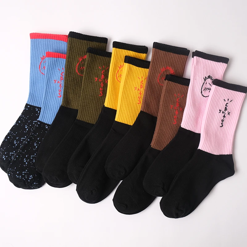 Hip Hop Fashion Harajuku Travis Scott Trend Funny Cotton Cactus Jack Crew Socks Women Cashew Flower Skate Men Street Long Socks