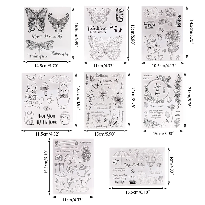 

Easter Bunny Butterfly Silicone Clear Seal Stamp DIY Scrapbooking Emboss Photo