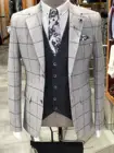 Костюм мужской свадебный из пиджака, брюк и жилета, в клетку, на заказ, 2020