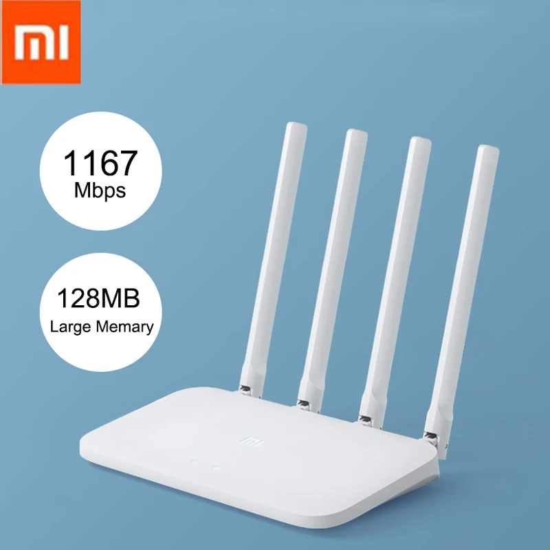 Wi Fi роутер Xiaomi Mi 4 репитер wifi 1167 Мбит/с двойной диапазон сеть 2,4/5 ГГц 802.11AC Гигабитный беспроводной маршрутизатор wi fi Управление через приложение с четырьмя антенна
