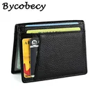 Bycobecy 2019 высококачественный черный кошелек из натуральной кожи RFID с отделением для кредитных карт, кошелек для карт, Повседневный Кошелек, ультратонкая сумка для денег