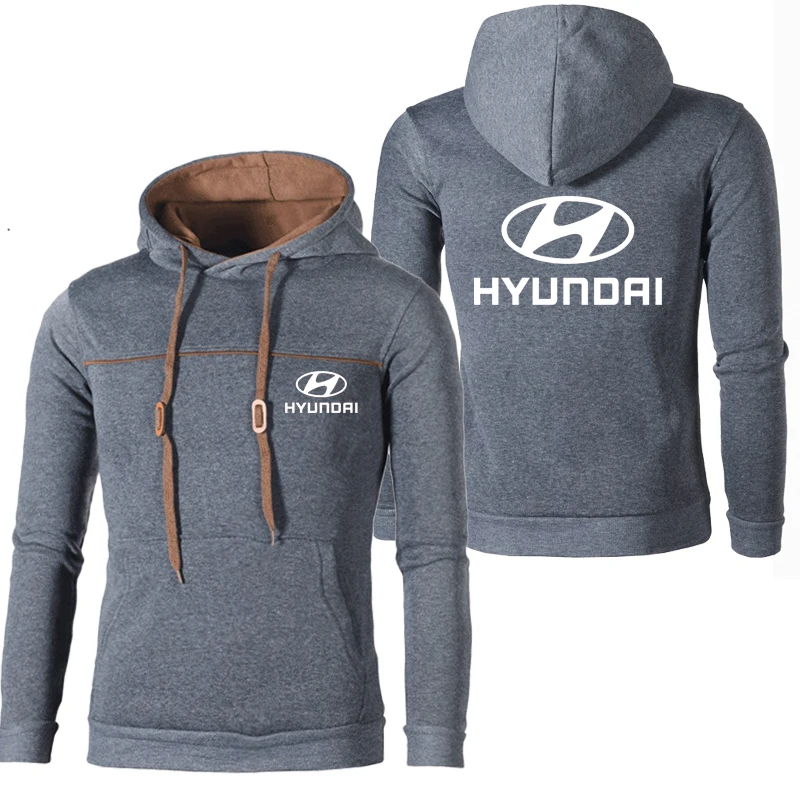 

Толстовка мужская с логотипом автомобиля Hyundai, модная повседневная хлопковая однотонная кофта, одежда на весну-осень