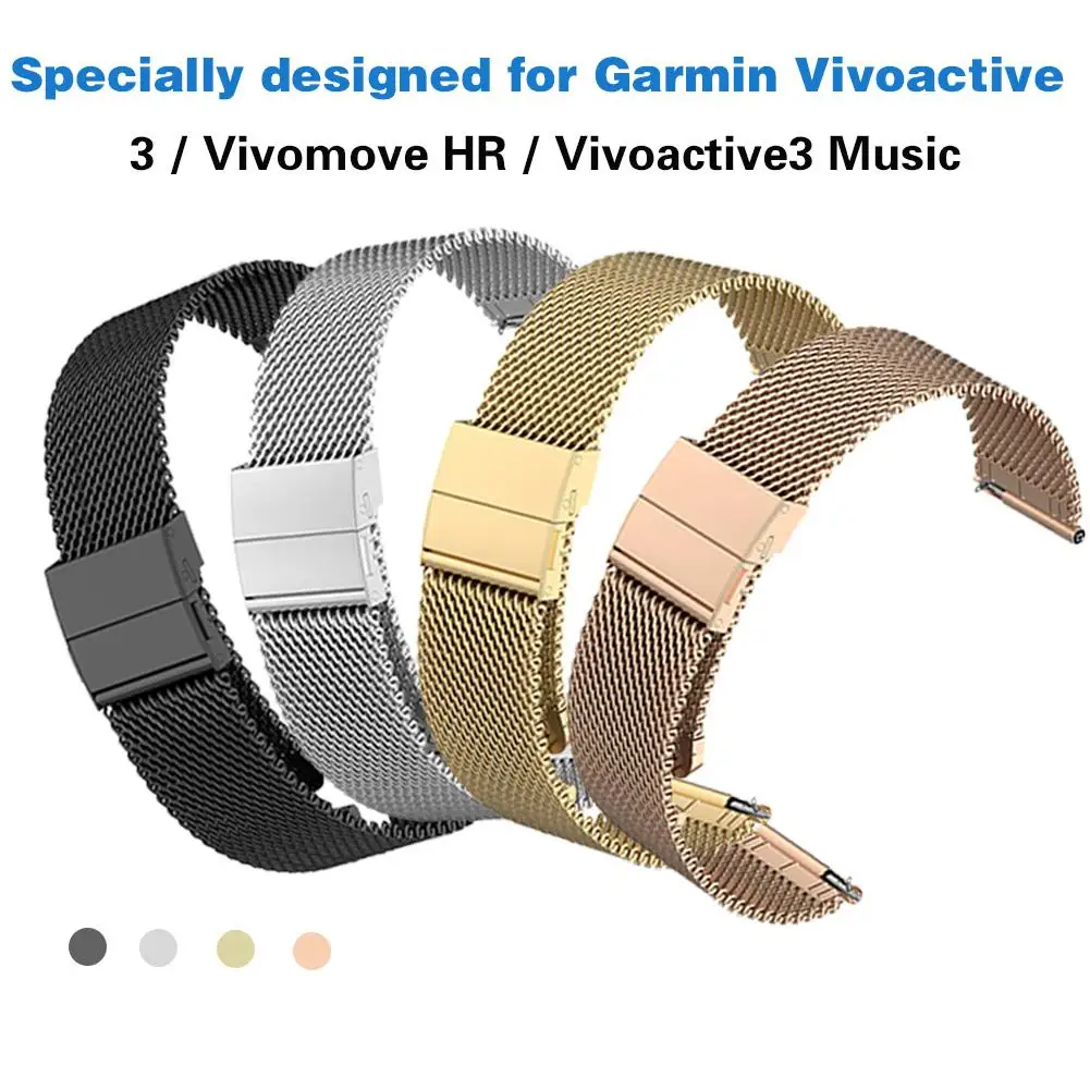 20 мм Миланская застежка на кнопке ремешок для часов Ремешок для Garmin Vivoactive 3 Vivomove HR Vivoactive3