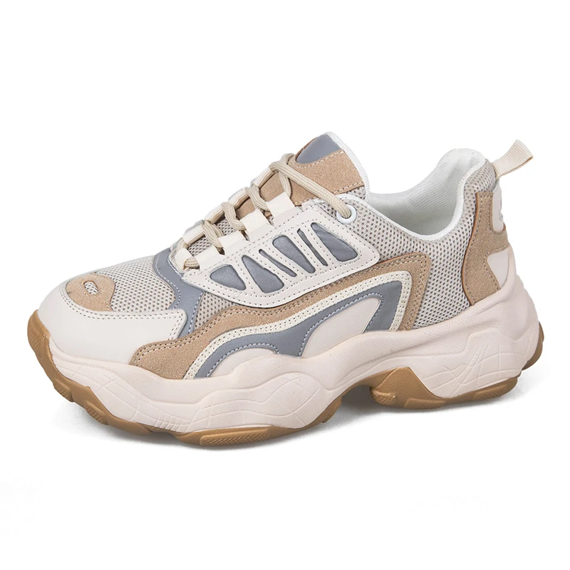 

New Shoes Women Chunky Shoes Autumn New Sneakers Ladies Girls Leather Casual Shoes Woman Patchwork Female Chunky footware