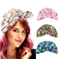 top knot turban for women india cap flower print soft cotton headwear muslim head wrap ladies chemo hat cute hair headwear
