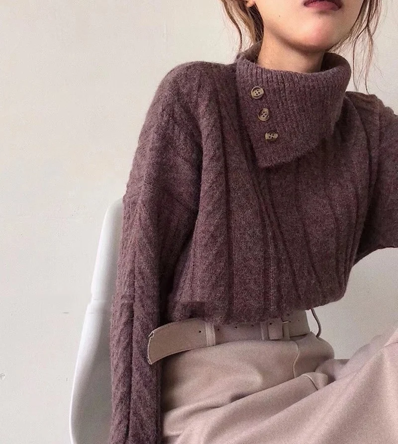 

Turtleneck New Winter Sweater Women Pullover Girls Tops Knitting Vintage Oversize Autumn Female Knitted Outerwear Warm Sweaters
