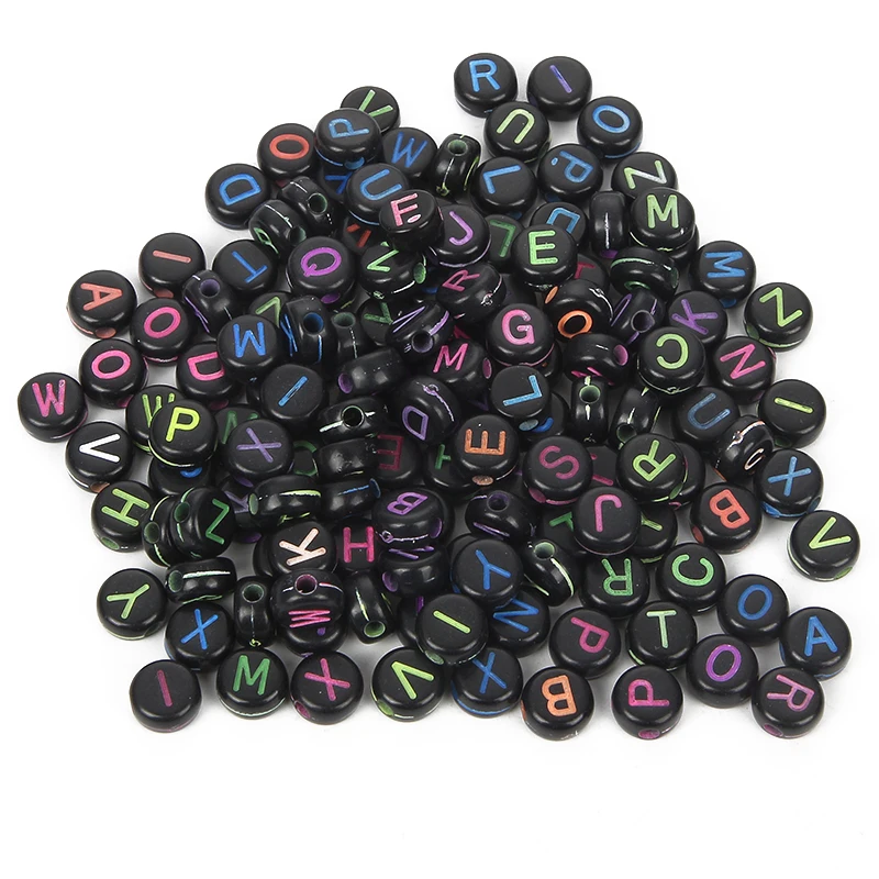200 шт. разноцветные акриловые бусины с буквами 7 мм|Бусины| |