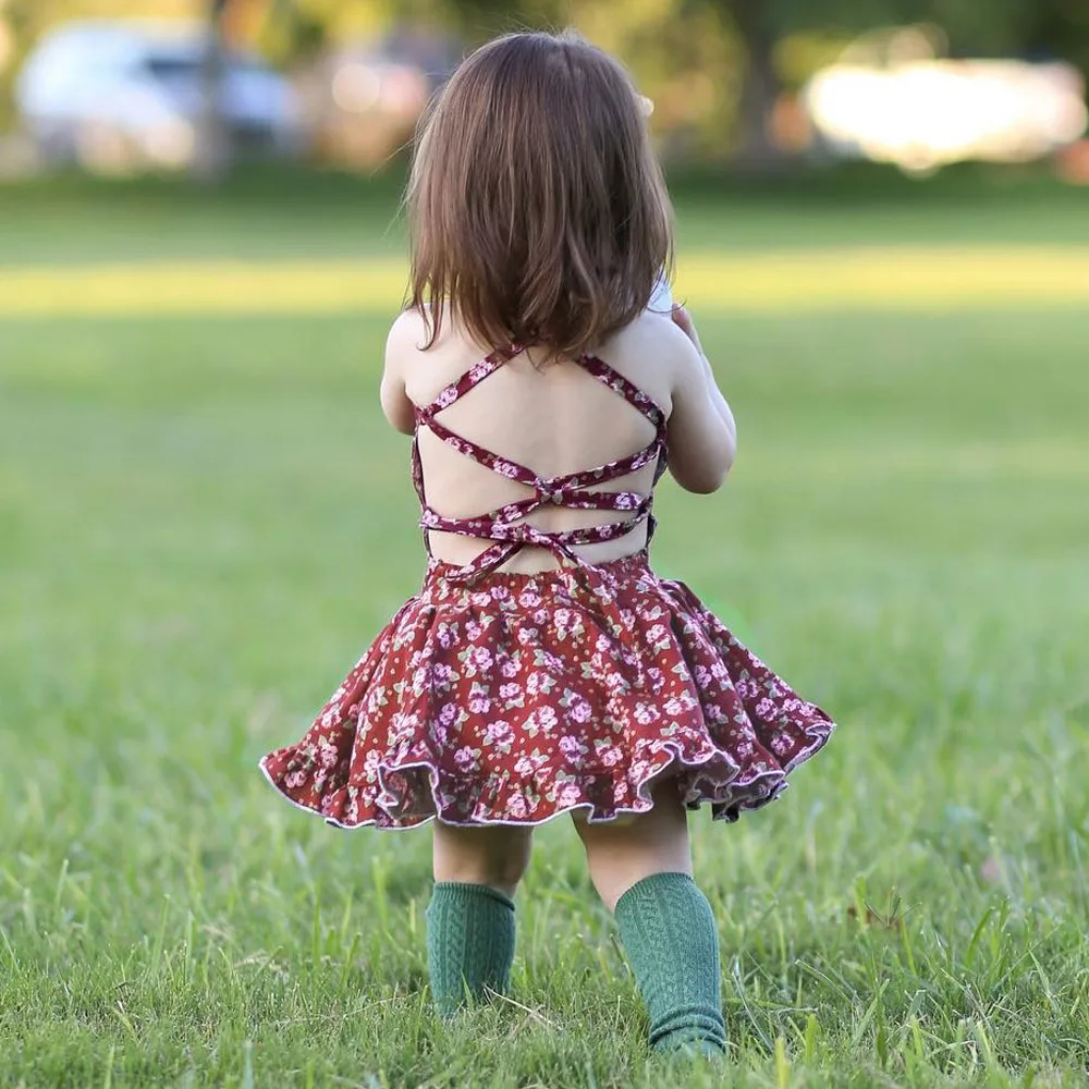

baby girl dress Toddler Baby Girls Floral Straps Backless Dress Princess Outfits Clothes Dress baby girl clothes
