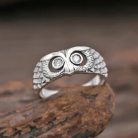unique korean style hollow finger ring women mini owl color ring cute round owl ring simple fingers tail rings