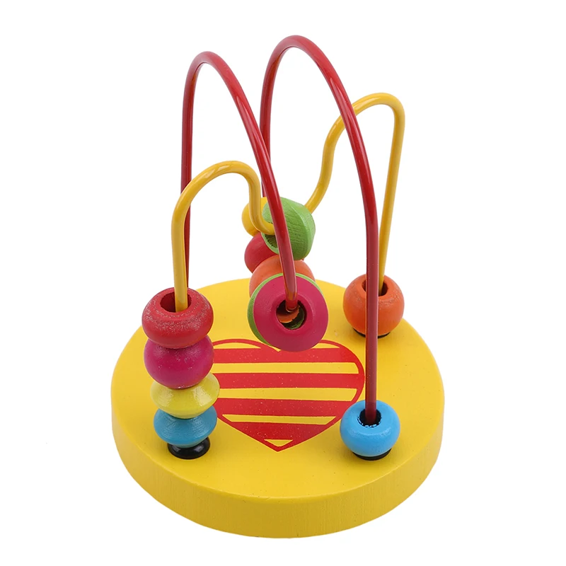 

New Design Baby Colorful Wooden Mini Around Beads Wire Maze Math Toys Children Kids Toddler Educational Toy