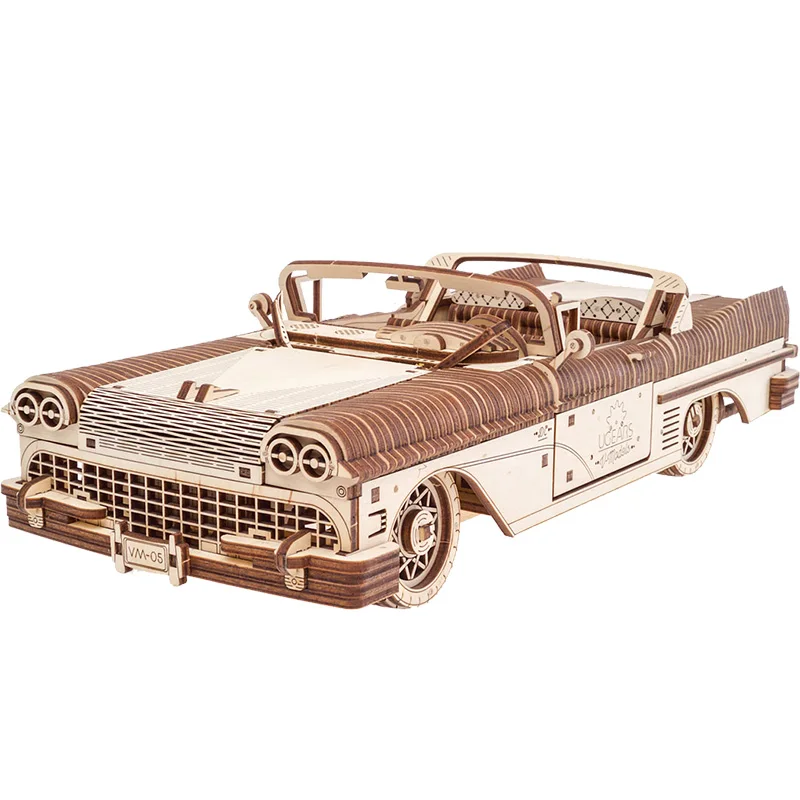 

Ukrainian ugears wooden mechanical transmission model assembling toy manual high difficulty dream convertible sports car