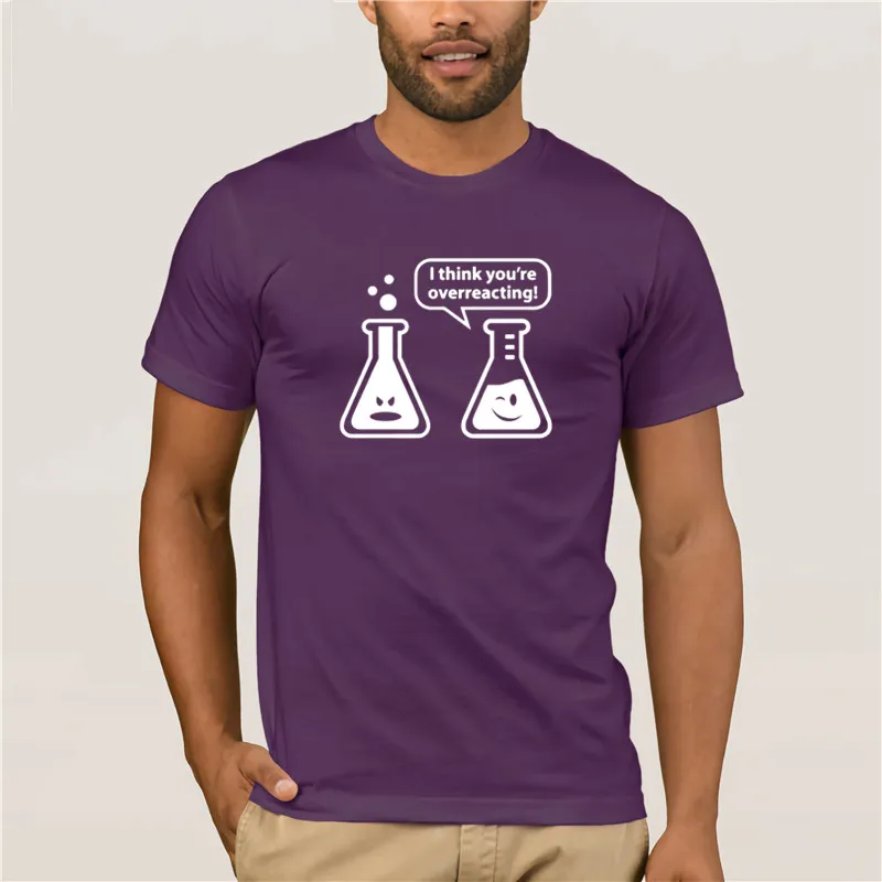 

T Shirts Short fashion Animal Men Digital Overreacting Chemistry Humor Science Teacher Round Neck Simple Top Men's T-shirt