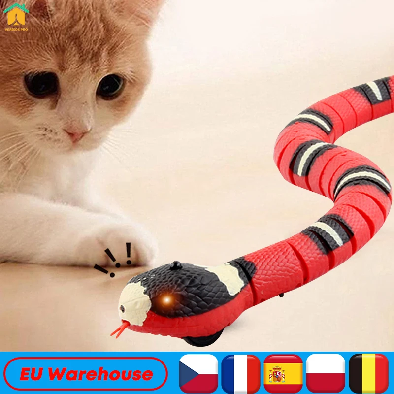 

Smart Sensing Snake Interactive Cat Toys USB Rechargeable Kitten Toy For Pet Cats Dogs Game Play Children Strange Electric Snake