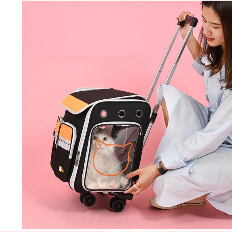 

Pet Stroller Backpack Travel Portable Luggage Cat Bag Dog Breathable Trolley Carrier Bags Carriola Para Perritos Puppy Carrier